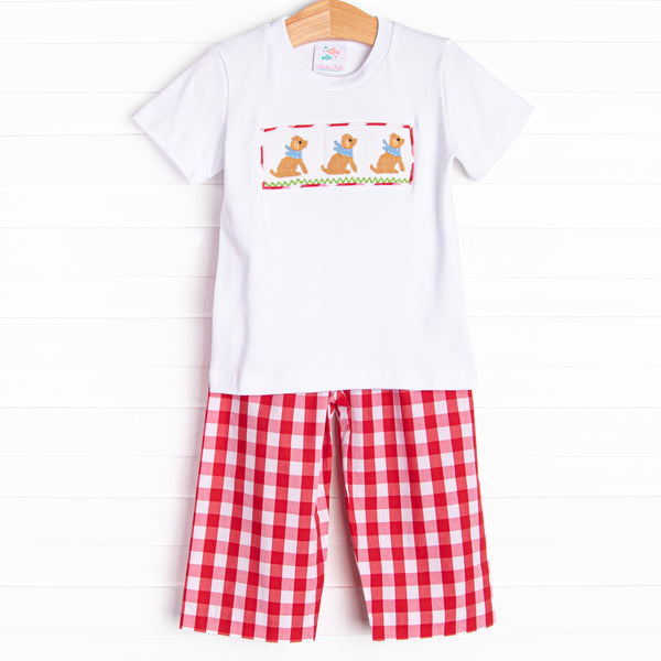 Lovable Lab Smocked Pant Set, Red