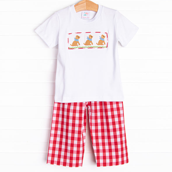 Lovable Lab Smocked Pant Set, Red