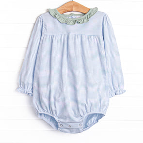 Amelia Bubble, Sage and Light Blue Stripe