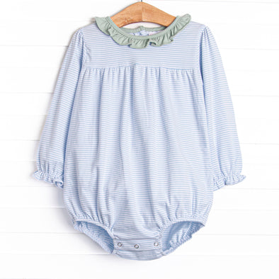 Amelia Bubble, Sage and Light Blue Stripe