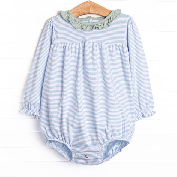 Amelia Bubble, Sage and Light Blue Stripe