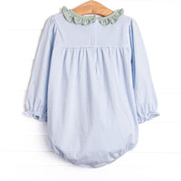 Amelia Bubble, Sage and Light Blue Stripe