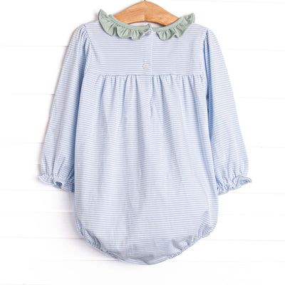 Amelia Bubble, Sage and Light Blue Stripe