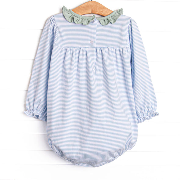 Amelia Bubble, Sage and Light Blue Stripe