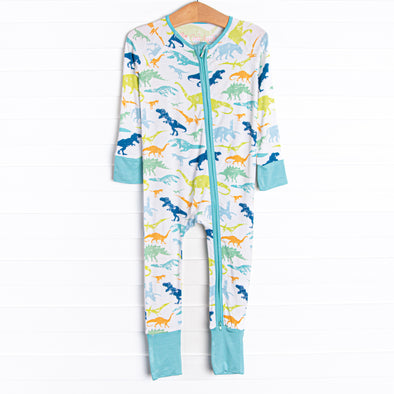 Day at Dino Park Bamboo Zippy Pajama, Blue