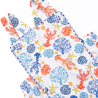 Coral Reef Crustacean Sunsuit, Blue