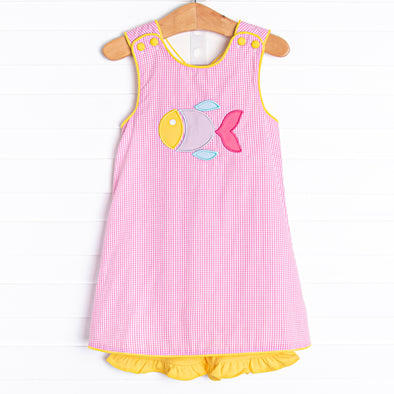 Friendly Fish Applique Tunic Short Set, Pink