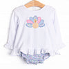 Turkey Blessings Applique Diaper Set, Blue