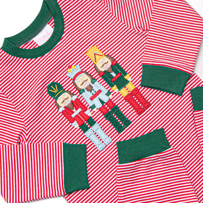 Toy Soldier Trio Applique Romper, Red