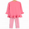 Tea For Two Applique Legging Set, Pink