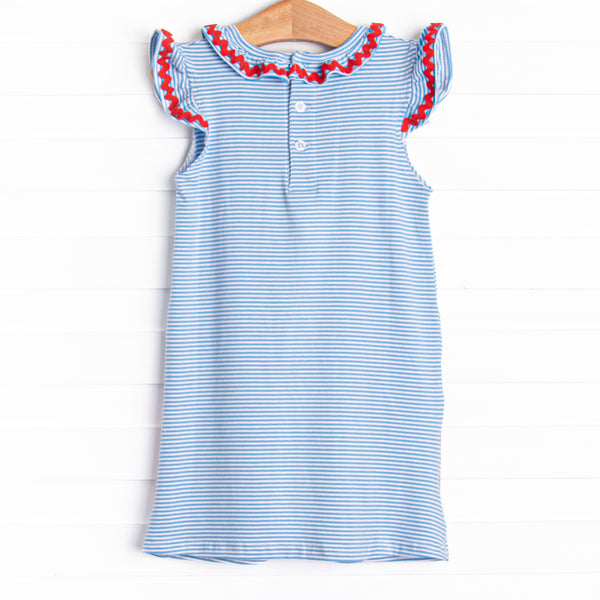 Big Time Learner Applique Dress, Blue