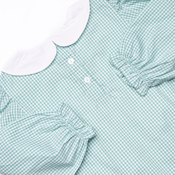Rooftop Reindeer Embroidered Dress, Green