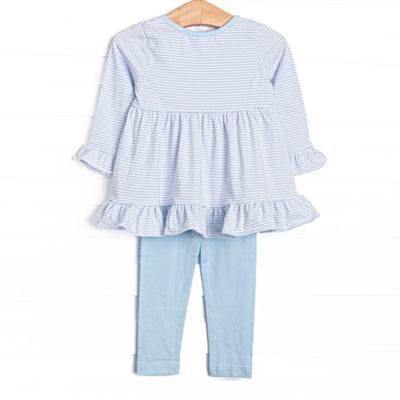 Jurassic Journey Applique Legging Set, Blue Stripe
