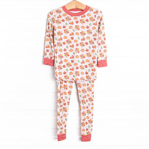 Turkeys and Treats Bamboo Pajama Set, Red