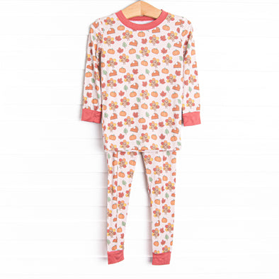 Turkeys and Treats Bamboo Pajama Set, Red