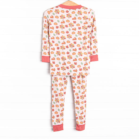 Turkeys and Treats Bamboo Pajama Set, Red