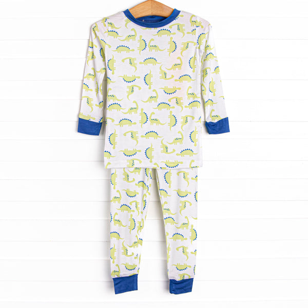 Dino Dudes Bamboo Pajama Set, Blue