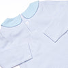 Pumpkin Pickup Applique Short Romper, Blue Stripe