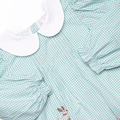 Rooftop Reindeer Embroidered Diaper Set, Green