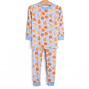 Growing Gourds Bamboo Pajama Set, Blue