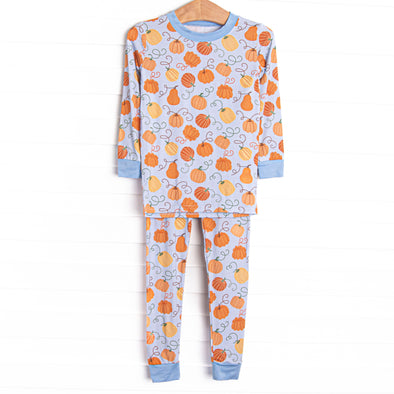Growing Gourds Bamboo Pajama Set, Blue