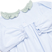 Amelia Bubble, Sage and Light Blue Stripe