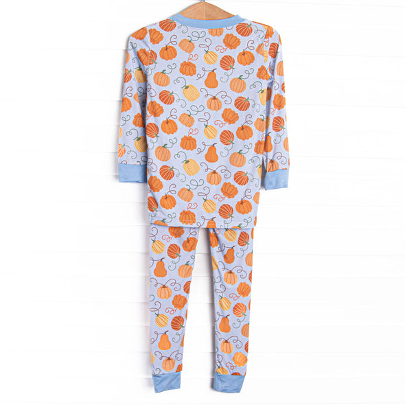 Growing Gourds Bamboo Pajama Set, Blue