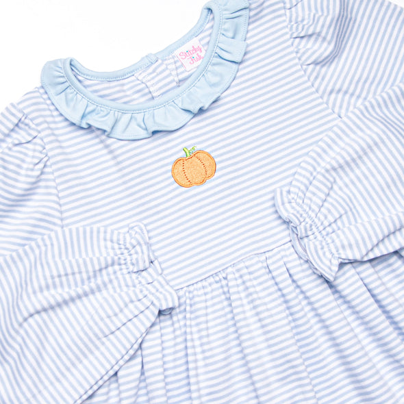 Pumpkin Patch Pick Pima Embroidered Dress, Blue