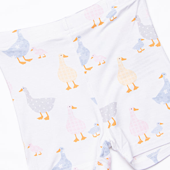 Duckling Dash Bamboo Pajama Short Set, Pink