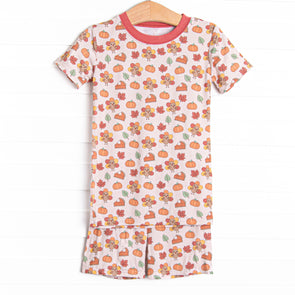 Turkeys and Treats Bamboo Pajama Short Set, Red