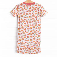 Turkeys and Treats Bamboo Pajama Short Set, Red