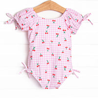 Cherry Sweet Puff Sleeve One Piece, Pink