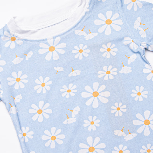 Daisy Daydream Bamboo Pajama Short Set, Blue