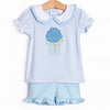 Freshly Picked Petals Applique Short Set, Blue
