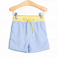 Gulf Gingham Swim Trunks, Blue