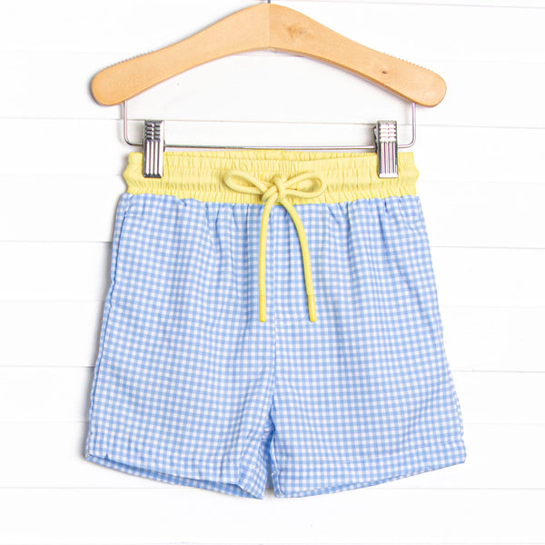 Gulf Gingham Swim Trunks, Blue