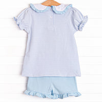 Freshly Picked Petals Applique Short Set, Blue