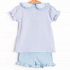 Freshly Picked Petals Applique Short Set, Blue