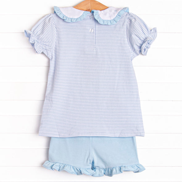 Freshly Picked Petals Applique Short Set, Blue