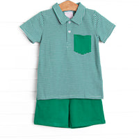 Levi Short Set, Forest Green Stripe
