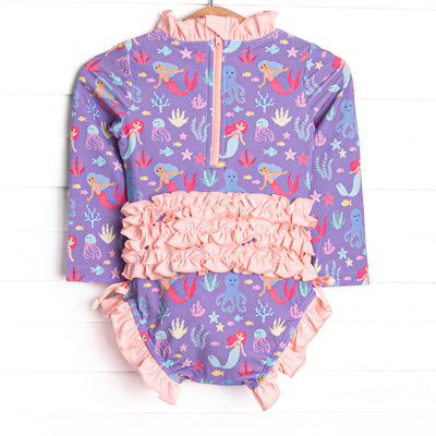 Under the Sea Adventures Long Sleeve One Piece Rash Guard, Purple