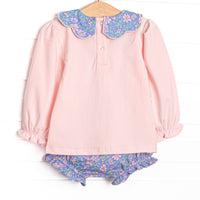 Periwinkle Perennials Scalloped Bib Diaper Set, Purple