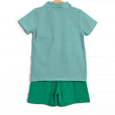 Levi Short Set, Forest Green Stripe