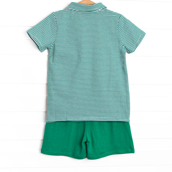 Levi Short Set, Forest Green Stripe