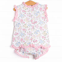 Lace and Lillies Diaper Set, Pink