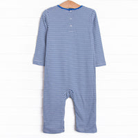 Mallard Migration Pima Embroidered Romper, Blue