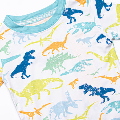 Day at Dino Park Bamboo Pajama Short Set, Blue