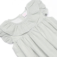 Simple Seersucker Ruffle Dress, Sage Green