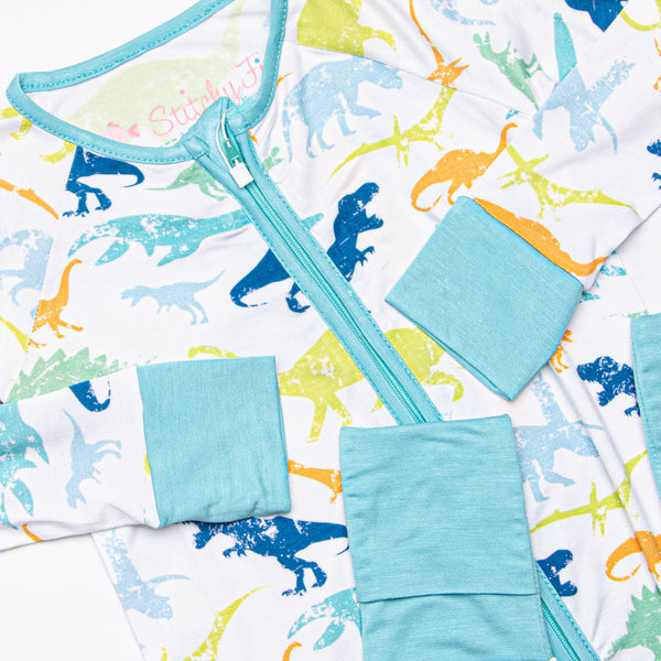 Day at Dino Park Bamboo Zippy Pajama, Blue