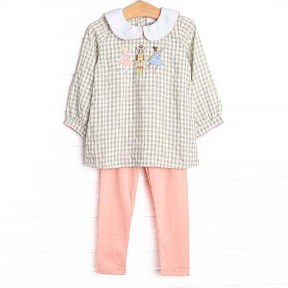 Nutcracker Nights Applique Legging Set, Sage